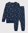 Kinderenpyjama van molton met stermotieven blauw MEDIEVAL/wit MULTICO