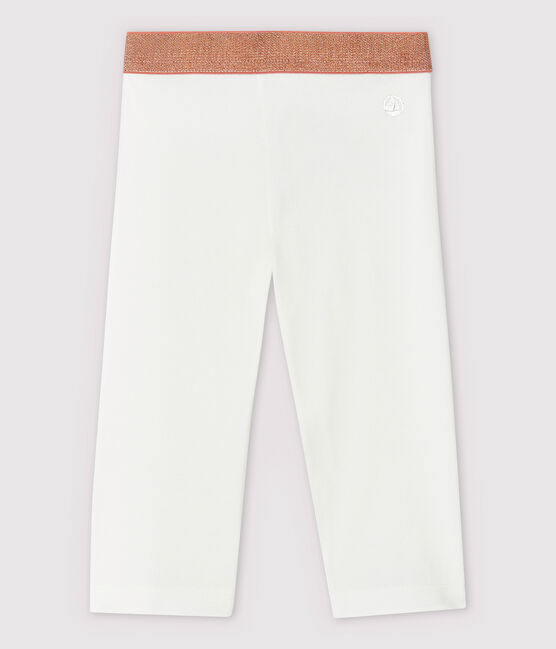 Legging court en jersey lycra enfant fille blanc MARSHMALLOW