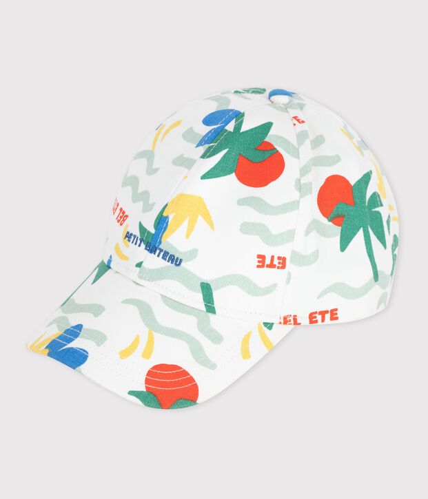 Casquette enfant en coton imprim&eacute; palmiers &eacute;cru/multicouleur