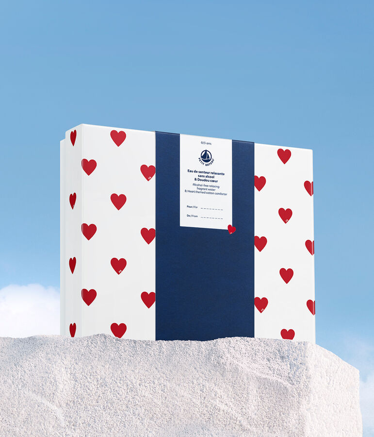 Coffret cadeau Parfum b&eacute;b&eacute; 50ml & doudou coeur blanc/blanc