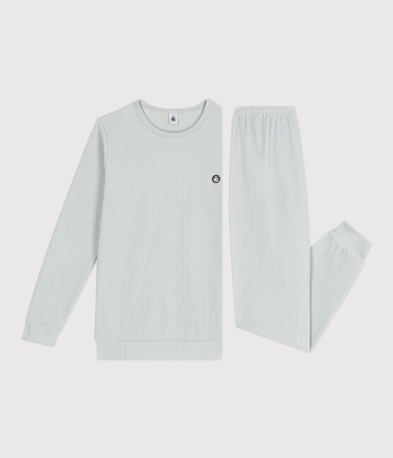 Effen fluwelen kinderpyjama blauw CO2