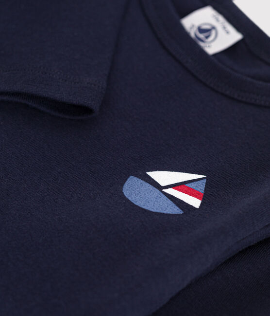 Katoenen T-shirt met lange mouwen voor baby's blauw SMOKING