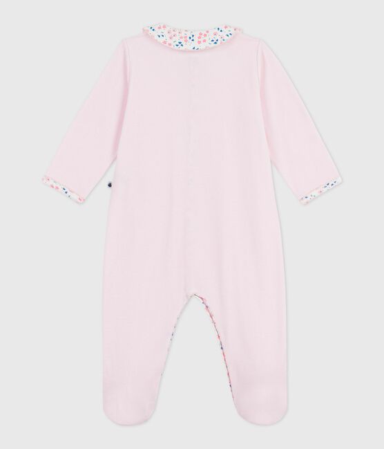 Fluwelen babypyjama met effen kraag roze BARELY