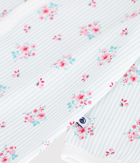 Katoenen babypyjama met bloemenprint wit MARSHMALLOW/wit MULTICO