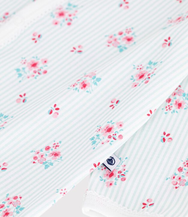 Pyjama b&eacute;b&eacute; en coton imprim&eacute; fleuri blanc/multicouleur