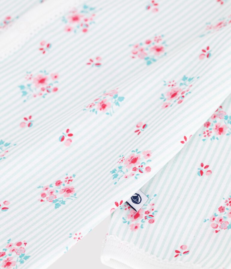 Katoenen babypyjama met bloemenprint wit/multicouleur