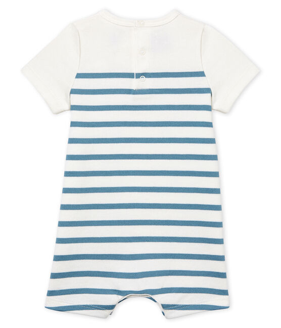 Kort babypakje met korte mouwen voor baby jongen wit MARSHMALLOW/blauw FONTAINE
