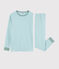 Pyjama rayé bleu mixte en côte bleu TIKI/blanc MARSHMALLOW