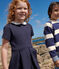 Robe enfant en coton manches courtes unie bleu SMOKING