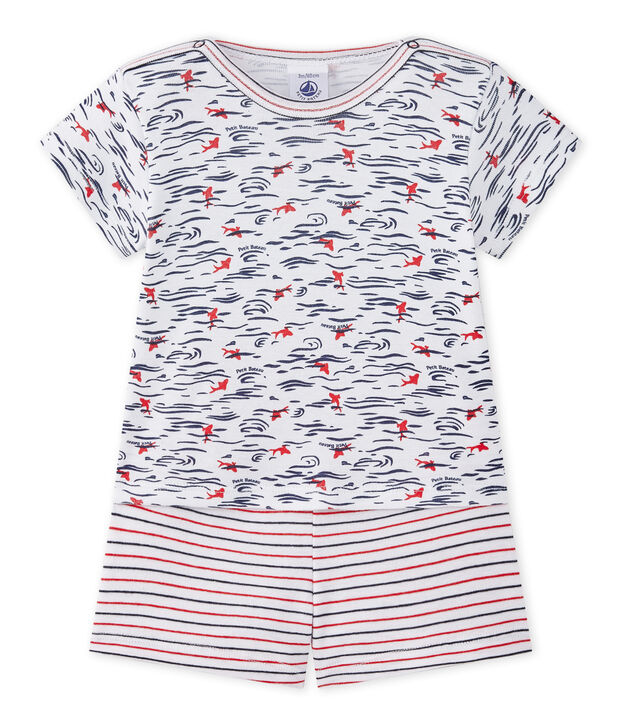 Tweedelige korte pyjama voor babyjongens wit/multicouleur
