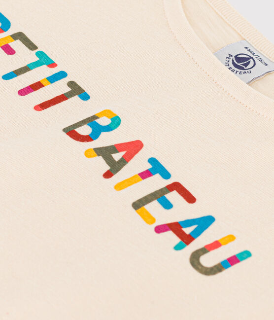 Tee-shirt imprimé en coton enfant fille écru AVALANCHE