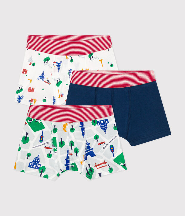 Set met drie katoenen boxershorts met motief van Parijs voor kinderen multicouleur