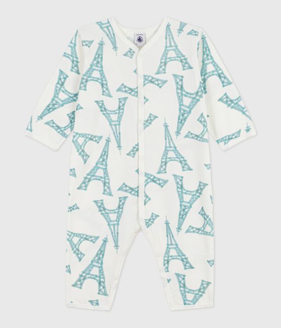 Katoenen babypyjama zonder voetjes met Eiffeltorenprint MARSHMALLOW/ MIMI