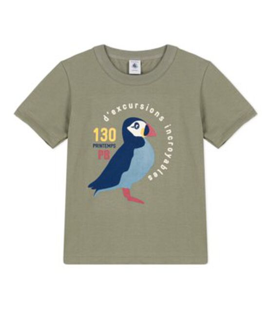 Tee-shirt manches courtes en coton enfant garçon vert MARECAGE
