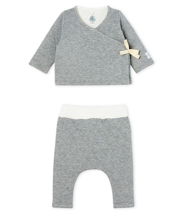 Set van 2 items voor baby's van gewatteerde tubic grijs