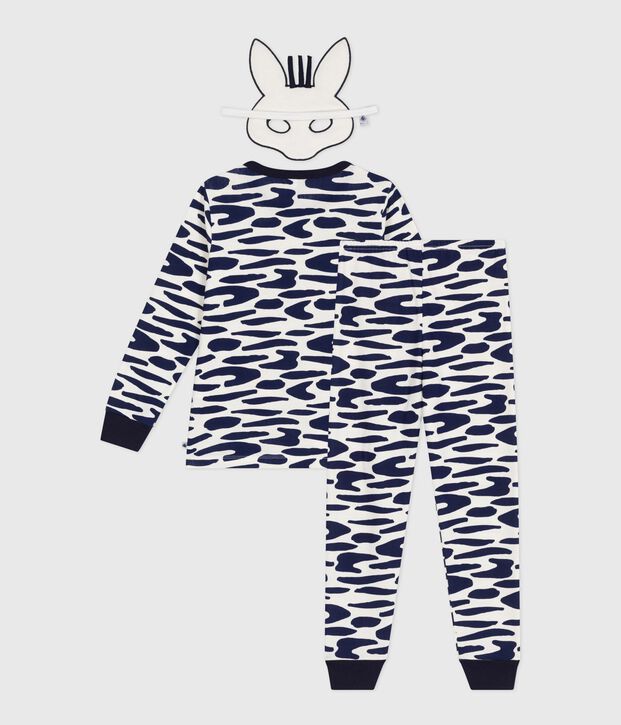 Pyjama d&eacute;guisement enfant en coton imprim&eacute; z&egrave;bre bleu/bleu