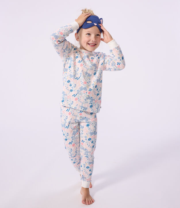 Pyjama d&eacute;guisement enfant en coton imprim&eacute; fleuri blanc/multicouleur