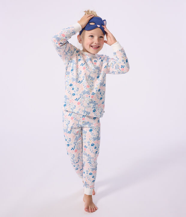 Katoenen verkleedpyjama met bloemenprint voor kinderen wit/multicouleur