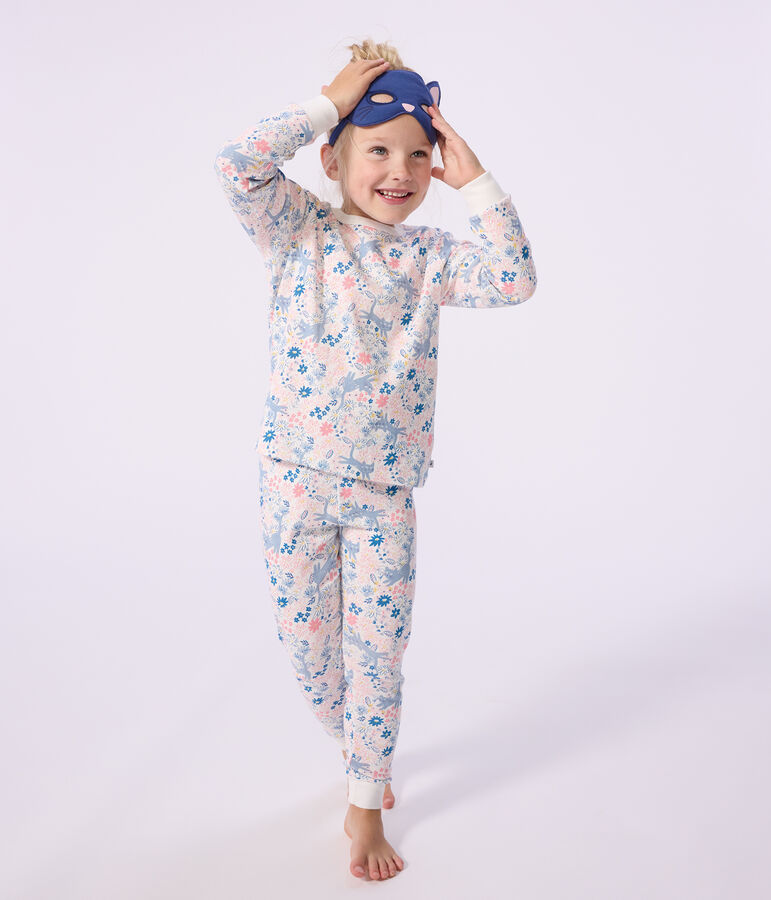 Katoenen verkleedpyjama met bloemenprint voor kinderen wit/multicouleur