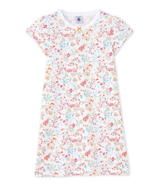Meisjesnachthemd met print wit ECUME/roze CUPCAKE/ MULTICO