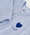 Pyjama b&eacute;b&eacute; en velours uni avec motif plac&eacute; bleu