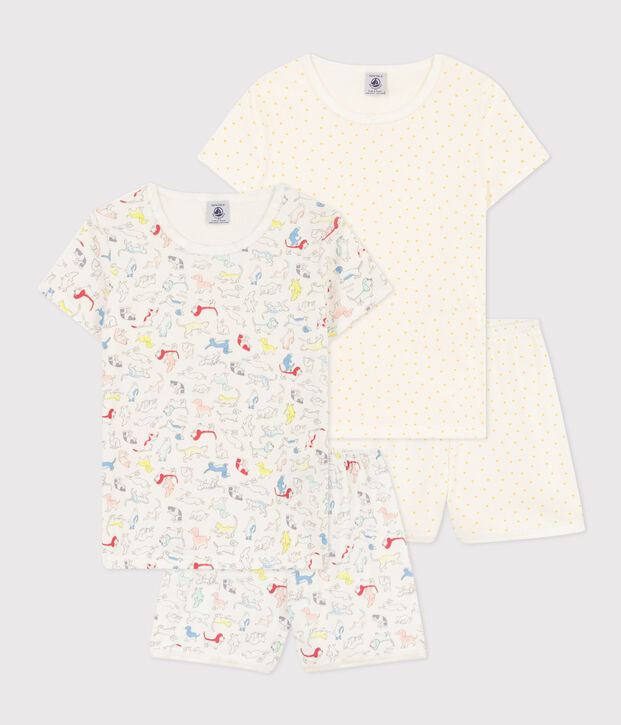 Lot de 2 pyjacourts animaux en coton petite fille multicouleur