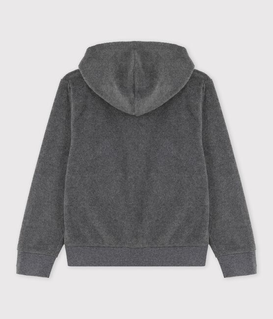Polar in fleece met kap meisje/jongen grijs GRIS FONCE/ DARK GREY
