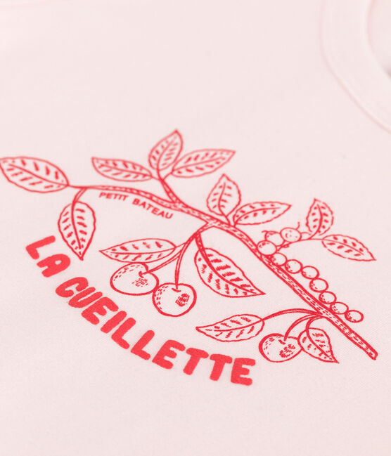Teeshirt enfant en coton manches courtes imprimé rose FLEUR