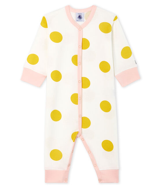 Slaappakje zonder voetjes van ribstof voor babymeisje wit MARSHMALLOW+BLE