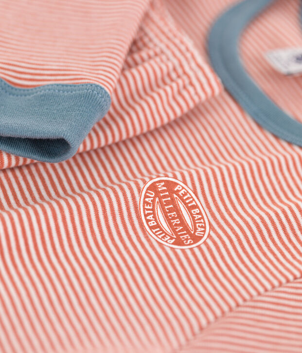 Katoenen pyjama met milleraiesprint voor kleine meisjes en jongens roze/wit