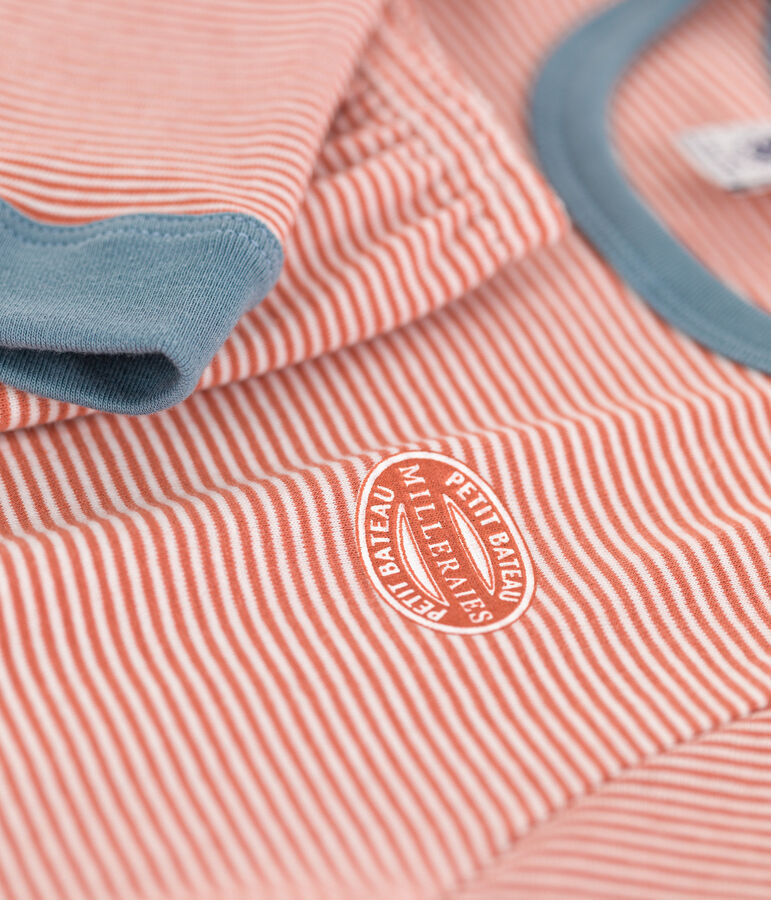 Katoenen pyjama met milleraiesprint voor kleine meisjes en jongens roze/wit