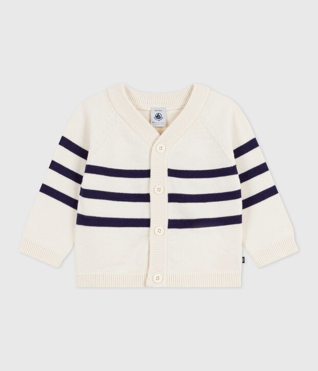 Cardigan b&eacute;b&eacute; en coton ray&eacute; bleu/bleu