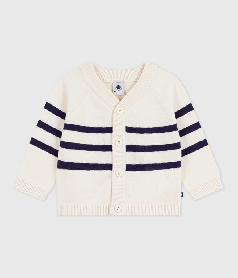 Cardigan b&eacute;b&eacute; en coton ray&eacute; bleu/bleu