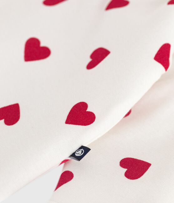 Gewatteerde katoenen babypakje met print wit MARSHMALLOW/rood TERKUIT