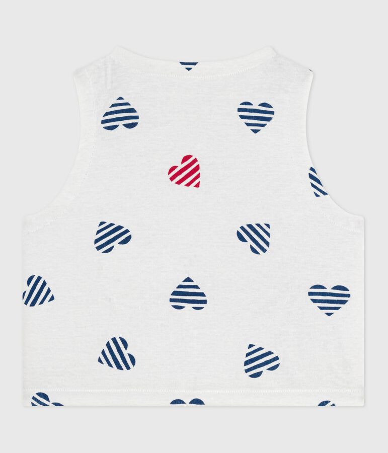 Gilet sans manche r&eacute;versible b&eacute;b&eacute; en coton imprim&eacute; blanc/rouge