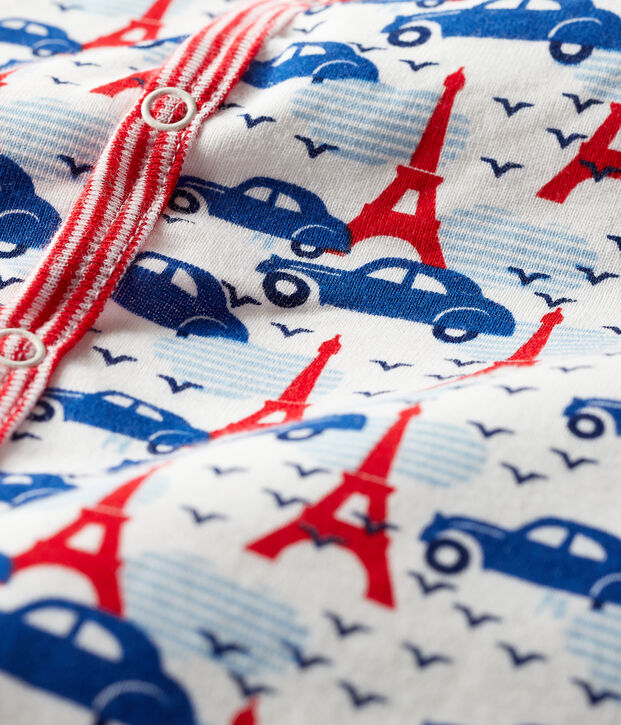 Babypyjama van ribstof wit/multicouleur