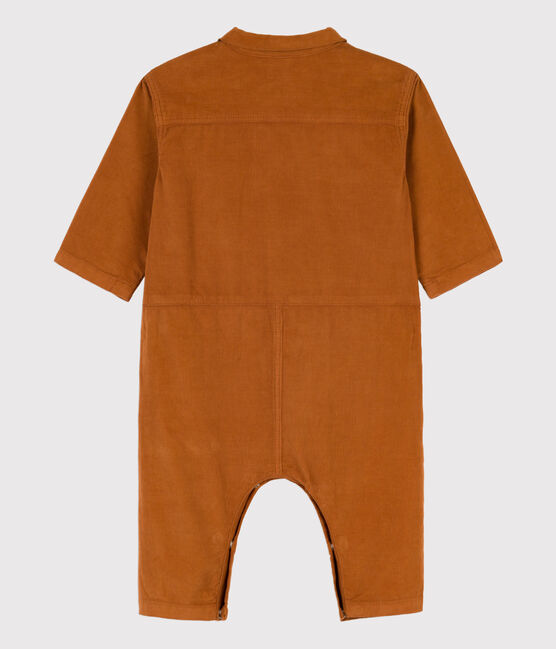 Combinaison bébé longue en velours fin marron ECUREUIL