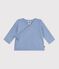 Brassi&egrave;re b&eacute;b&eacute; cache-c&oelig;ur en tricot laine et coton ajour&eacute; bleu clair
