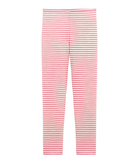Meisjeslegging in wol/katoen roze CHEEK/wit MARSHMALLOW