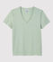 Tee-shirt LE DROIT col V en coton bio Femme vert HERBIER
