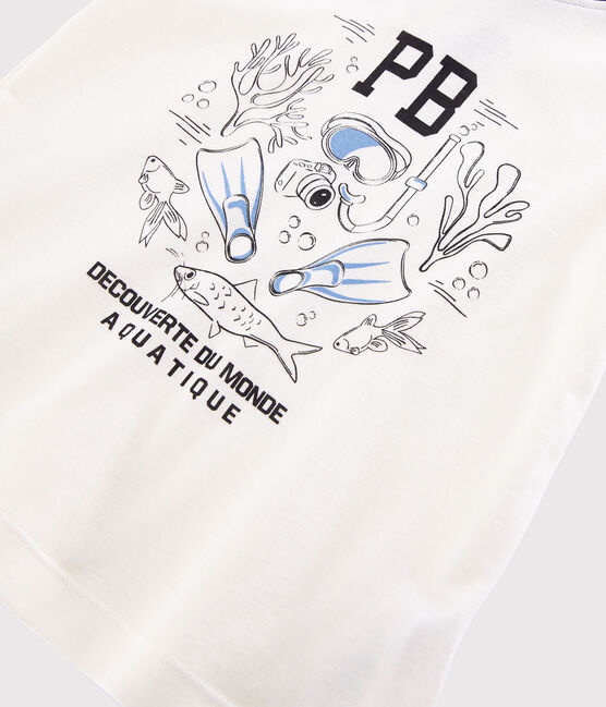Katoenen T-shirt met korte mouwen voor jongens wit MARSHMALLOW