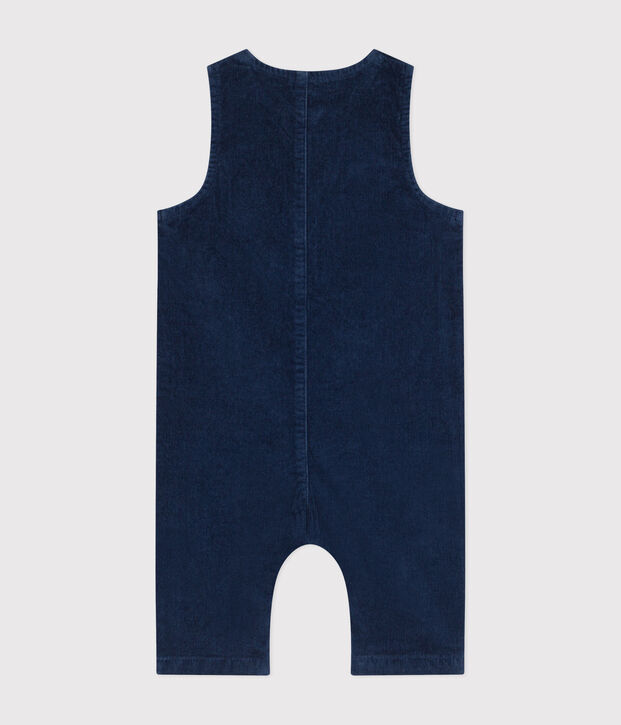 Combinaison en velours b&eacute;b&eacute; bleu fonc&eacute;