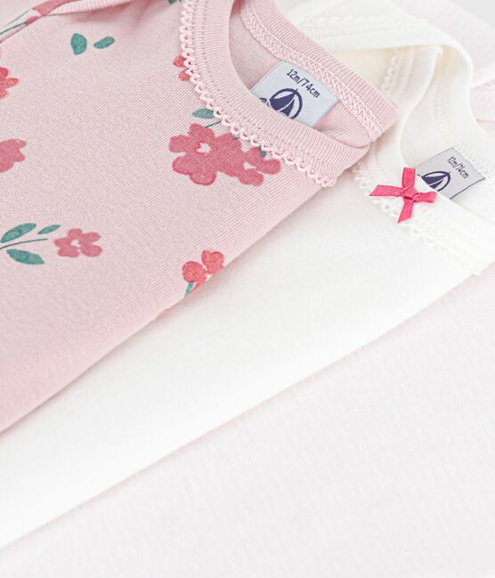 Setje van katoenen babybody's met korte mouw en bloemenprint variante 1