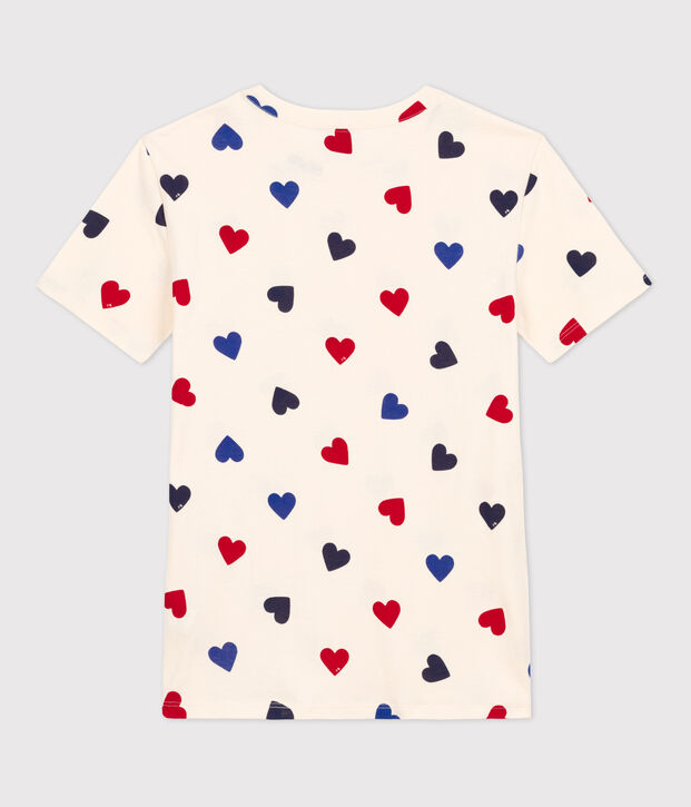 L'ICONIQUE, dames-T-shirt met ronde hals in katoen ecru/multicouleur