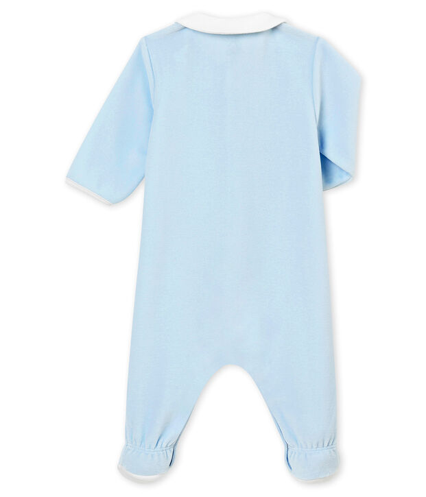 Effen pyjama in katoenfluweel voor babyjongens blauw