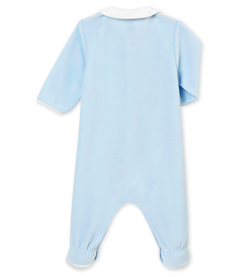 Effen pyjama in katoenfluweel voor babyjongens blauw FRAICHEUR