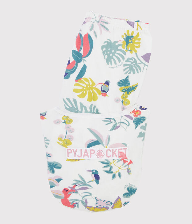 Pyjama imprim&eacute; jungle petite fille en tubique blanc/multicouleur