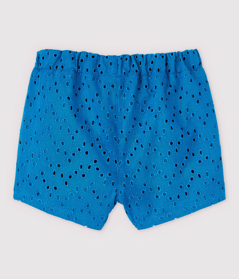 Shorts van Engels borduursel voor babymeisjes blauw