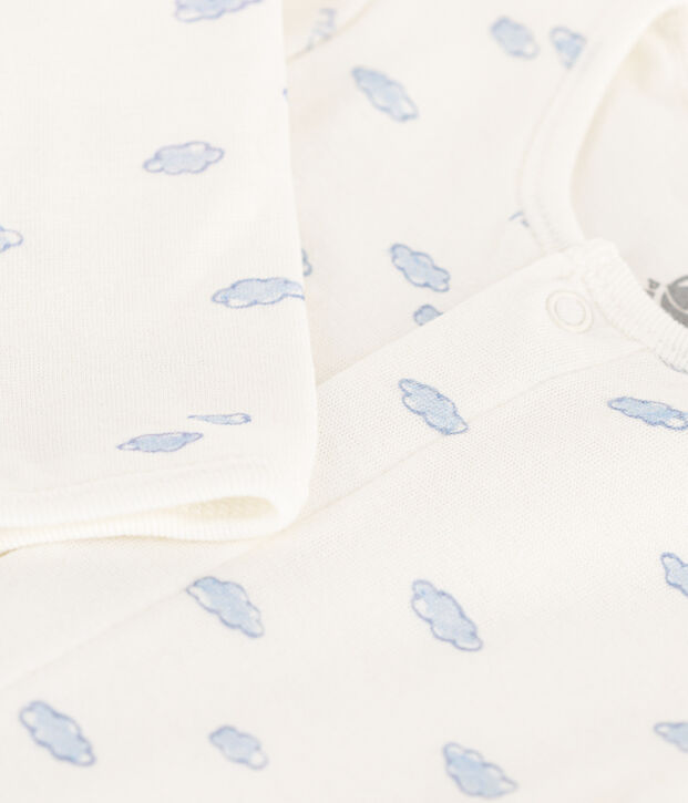 Bodyjama met wolken in tubic wit/multicouleur