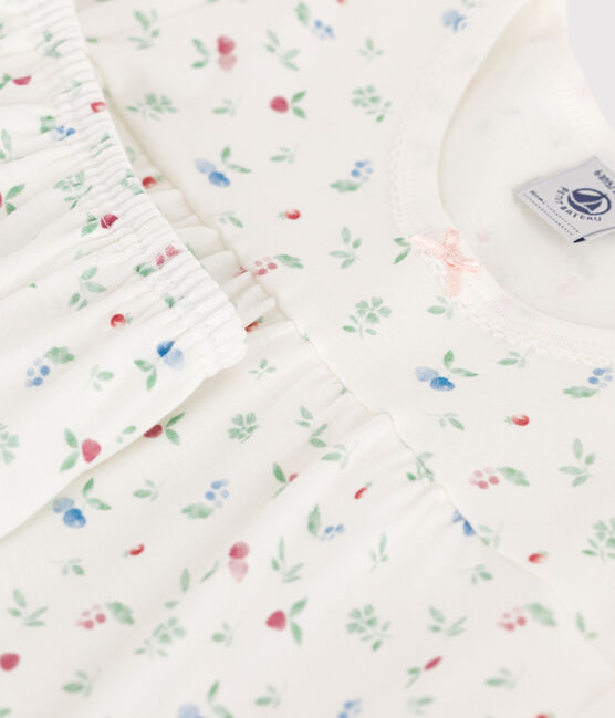 Pyjama short enfant en coton fruits blanc MARSHMALLOW/blanc MULTICO